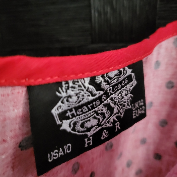 Hearts & Roses Red Pinup Dress with Black Polka Dots (10) - AG0405 - Picture 3 of 3